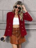 kkboxly  Double Breasted Solid Blazer, Elegant Open Front Long Sleeve Outerwear, Women's Clothing
