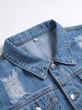 kkboxly  Men's Denim Jacket Washed Classic Casual Distressed Ripped Slim Fit Jacket Gifts
