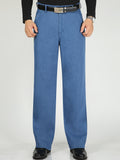 kkboxly Men's Loose Solid Denim Trousers With Pockets, Causal Breathable Cotton Blend Jeans For Spring Outdoor Activities