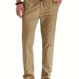 2025 kkboxly  Men's Loose Elastic Waist Solid Color Business Casual Trousers, Men's Outfits