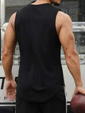 kkboxly  Solid Color Casual Slightly Stretch Round Neck Tank Top, Men's Tank Top For Summer Outdoor Gym Workout