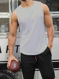 kkboxly  Solid Color Casual Slightly Stretch Round Neck Tank Top, Men's Tank Top For Summer Outdoor Gym Workout