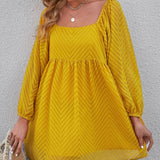 kkboxly  Square Neck Puff Sleeve Dress, Casual Every Day Dress For Spring & Summer, Women's Clothing