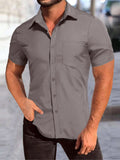 2025 kkboxly  Trendy Plus Size Men's Short-Sleeve Shirt with Pocket for Summer - Oversized Subway Top for Big & Tall Males - Stylish Clothing for Men