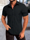 2025 kkboxly  Trendy Plus Size Men's Short-Sleeve Shirt with Pocket for Summer - Oversized Subway Top for Big & Tall Males - Stylish Clothing for Men