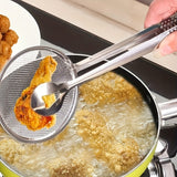 kkboxly 1pc Multifunctional Stainless Steel Tongs - Easy to Clean, Frying Tools for Excess Grease Removal, Kitchen Essentials for Apartment and School