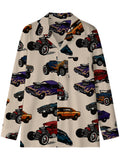 kkboxly  Vintage Car Pattern Men's Shirt Top Turn-Down Collar Long Sleeve Closure Male Casual Shirt For Men Daily Vacation Streetwear