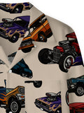 kkboxly  Vintage Car Pattern Men's Shirt Top Turn-Down Collar Long Sleeve Closure Male Casual Shirt For Men Daily Vacation Streetwear