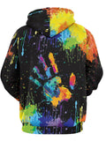 Handprint Print Hoodie, Cool Hoodies For Men, Men's Casual Graphic Design Pullover Hooded Sweatshirt Streetwear For Winter Fall, As Gifts