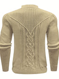 kkboxly  Fashionable Men's Solid Color Knit Sweater Plus Size Male's Pullover Sweater For Autumn And Winter, Leisurewear For Big And Tall Guys