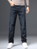 kkboxly  Men's Casual Regular Straight Leg Pants, Chic Semi-formal Jeans For Business
