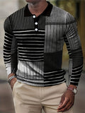 Men's Striped Shirt, Casual Lapel Slightly Stretch Breathable Button Up Long Sleeve Shirt For Outdoor