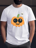 kkboxly Spooky Halloween Theme Print Tees For Men, Casual Crew Neck Short Sleeve T-Shirt, Comfortable Breathable T-shirt