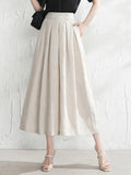 kkboxly  Solid Wide Leg Cropped Pants, Retro Style Loose Casual Pants For Spring & Summer, Women's Clothing