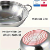 kkboxly Versatile Stainless Steel Pot for Hot Pot & Noodles - Dual Handle, Induction & Gas Stove Compatible, Perfect for Home or Restaurant Kitchens