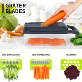 kkboxly 16-in-1 Multifunctional Vegetable Chopper Set - Manual Food Slicer, Dicer, Mandoline, and Cutter with Large Container and Drain Basket - Uncharged Plastic Kitchen Gadget
