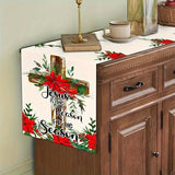 Vibrant Festive Christmas Table Runner - 36"x20"-108"x30" Size, Machine-Made Polyester, Suitable for 2-10 Persons, Holiday Party Essential, 'Jesus is the Reason for the Season' Design, Easy Care, Stain-Resistant, Perfect for Family Gatherings and Celebrat