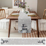 Christmas Snowman & Snowflake Table Runner - Washable Polyester, Perfect for Holiday Dinners, Birthdays, Weddings - Festive Grey Centerpiece Decor