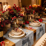 Christmas Snowman & Snowflake Table Runner - Washable Polyester, Perfect for Holiday Dinners, Birthdays, Weddings - Festive Grey Centerpiece Decor
