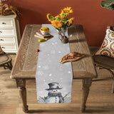 Christmas Snowman & Snowflake Table Runner - Washable Polyester, Perfect for Holiday Dinners, Birthdays, Weddings - Festive Grey Centerpiece Decor