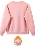 Cozy Fleece-Lined Christmas Tree Print Sweatshirt & Joggers Set for Women - Casual, Machine Washable, All-Season