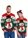 Christmas Snowman 3D Digital Print Allover Pattern Sweatshirt, Casual Long Sleeve Crew Neck Sweatshirt For Fall & Winter, Women's Clothing