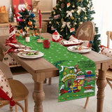 100% Polyester Rectangular Christmas Whoville Knit Fabric Table Runner - Durable & Easy Care Indoor Outdoor Holiday Party Dining Decor
