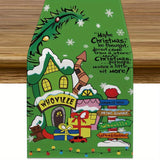 100% Polyester Rectangular Christmas Whoville Knit Fabric Table Runner - Durable & Easy Care Indoor Outdoor Holiday Party Dining Decor