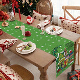 100% Polyester Rectangular Christmas Whoville Knit Fabric Table Runner - Durable & Easy Care Indoor Outdoor Holiday Party Dining Decor