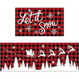 2pc Christmas Carpet, Non Slip Machine Washable, Floor Mat Resistant Door Mat Living Room Bathroom Kitchen, Home Decor