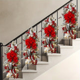 kkboxly 4Pcs Christmas Swag Wreaths, Light up Christmas Stair Swags, 23.6in/ 60cm Artificial Christmas Teardrop Swags Stairs Christmas Decoration for Stair Railing Wall Window Xmas Decor Kitchen, Shops, Gardens, Fireplaces, Christmas Parties Decor