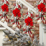 kkboxly 4Pcs Christmas Swag Wreaths, Light up Christmas Stair Swags, 23.6in/ 60cm Artificial Christmas Teardrop Swags Stairs Christmas Decoration for Stair Railing Wall Window Xmas Decor Kitchen, Shops, Gardens, Fireplaces, Christmas Parties Decor