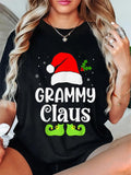 100% Cotton GRAMMY CLAUS Xmas Elf Pajama Christmas Matching Family Funny T-Shirt