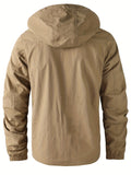 kkboxly  Multi Pocket Detachable Hooded Jacket Coats, Men's Casual Zip Up Stand Collar Windbreaker Jacket For Spring Fall Outdoor Hiking Climbing Camping Cycling