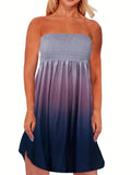 Kkboxly  Gradient Off Shoulder Dress, Casual Shirred Sleeveless Tube Dress, Women's Clothing