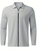 kkboxly  Waffle Pattern Men's Windbreaker Jacket Casual Long Sleeve With Zipper Gym Sports Hooded Coat For Spring Fall