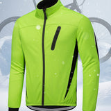 kkboxly  Men's Thickened Warm Jacket, Coat Windproof Waterproof Coldproof Mountain Bike Riding Suit, Winter Reflective Top