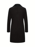kkboxly  Plus Size Men's Elegant Solid Coat Lapel Fleece Long Coat For Fall Winter, Men's Clothing