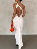 kkboxly  Sexy Ruched Backless Dress, Club Party Dress For Summer & Spring, Women's Clothing