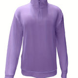 kkboxly  Men's Solid Thin Casual Long Sleeve Zipper Lapel Shirt, Spring Fall Men's Top