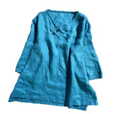2025    202007/Qiao Ann, linen, autumn washed buckle retro simple loose large size women's shirt