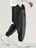 kkboxly  Men's Fashion Color Block Sweatpants, Casual Slightly Stretch Breathable Loose Joggers For Outdoor
