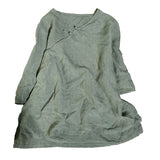 2025    202007/Qiao Ann, linen, autumn washed buckle retro simple loose large size women's shirt