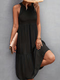 kkboxly  Ruffle Hem Halter Neck Dress, Casual Sleeveless Dress For Spring & Summer, Women's Clothing