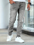 kkboxly Men's Casual Skinny Jeans, Chic Street Style Medium Stretch Denim Pants