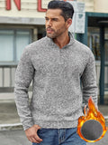 Men's Half Open Zipper Knitted Pullover Slim Fit Men's Small High Neck Thickened Long Sleeve Sweater, For Autumn And Winter