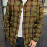 kkboxly  Plus Size Men's Plaid Shirt Oversized Long Sleeve Shirt For Fall Winter, Men's Clothing