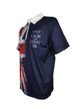 kkboxly  Trendy Flag Of The United Kingdom Union Jack & Slogan Pattern Print Men's Casual Short Sleeves Zipper Graphic Polo Shirts, Lapel Collar Tops Pullovers, Men's Clothing For Summer