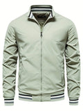 kkboxly  Classic Design Windbreaker Jacket, Men's Casual Zip Up Jacket Coat For Spring Fall