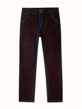 kkboxly  Men's Classic Design Jeans, Fashion Versatile Solid Denim Pants With Highly  Stretchy Fabric, Oversized Pants For Big & Tall Males, Plus Size